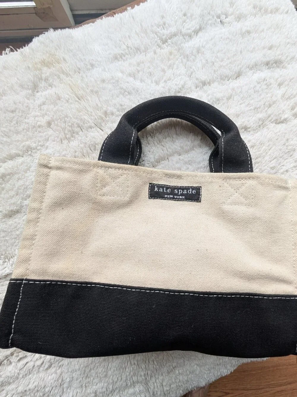 Kate Spade mini canvas tote cream and black